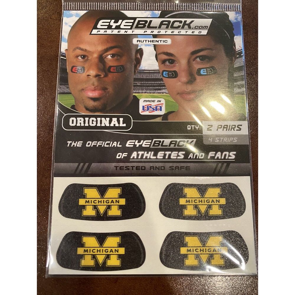 2 Pair Michigan Wolverines Block Logo eye black Football New NCAA Fan Gear